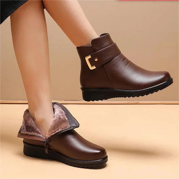 Warme Lederstiefel Winter Fleece Rutschfest