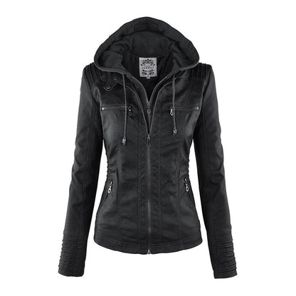 Lederjacke Mit Kapuze Slim Fit Stil