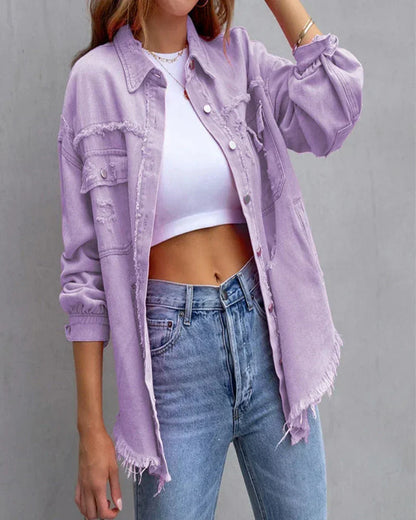 Rissige Denimjacke Trendy Style