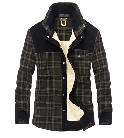 Herren Winterjacke Flanell Stehkragen Wärme