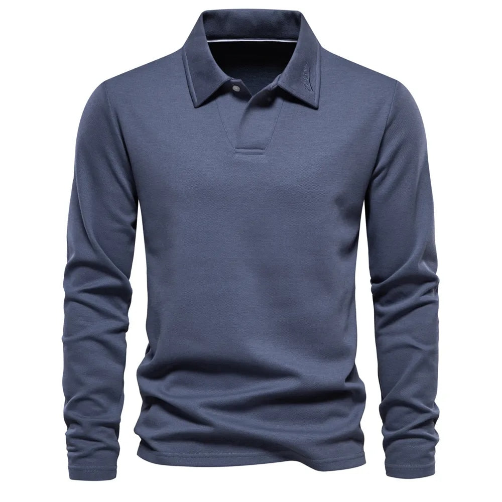 Herren Langarm Polo Shirt Modern - IdealeKleiden