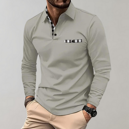 Herren Langarm Polohemd Elegantes Design