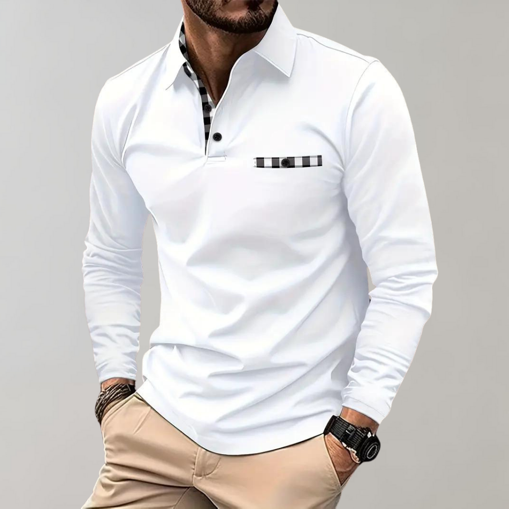 Herren Langarm Polohemd Elegantes Design