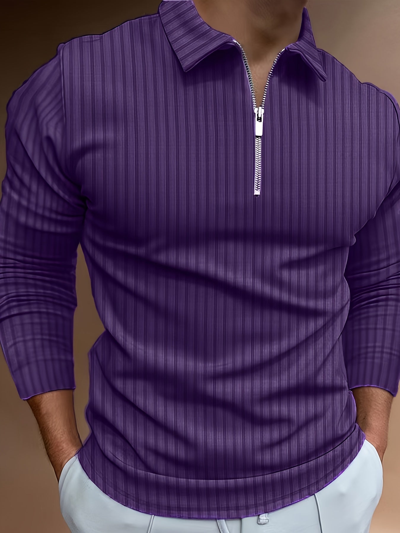 Herren Poloshirt Slim Fit Stehkragen