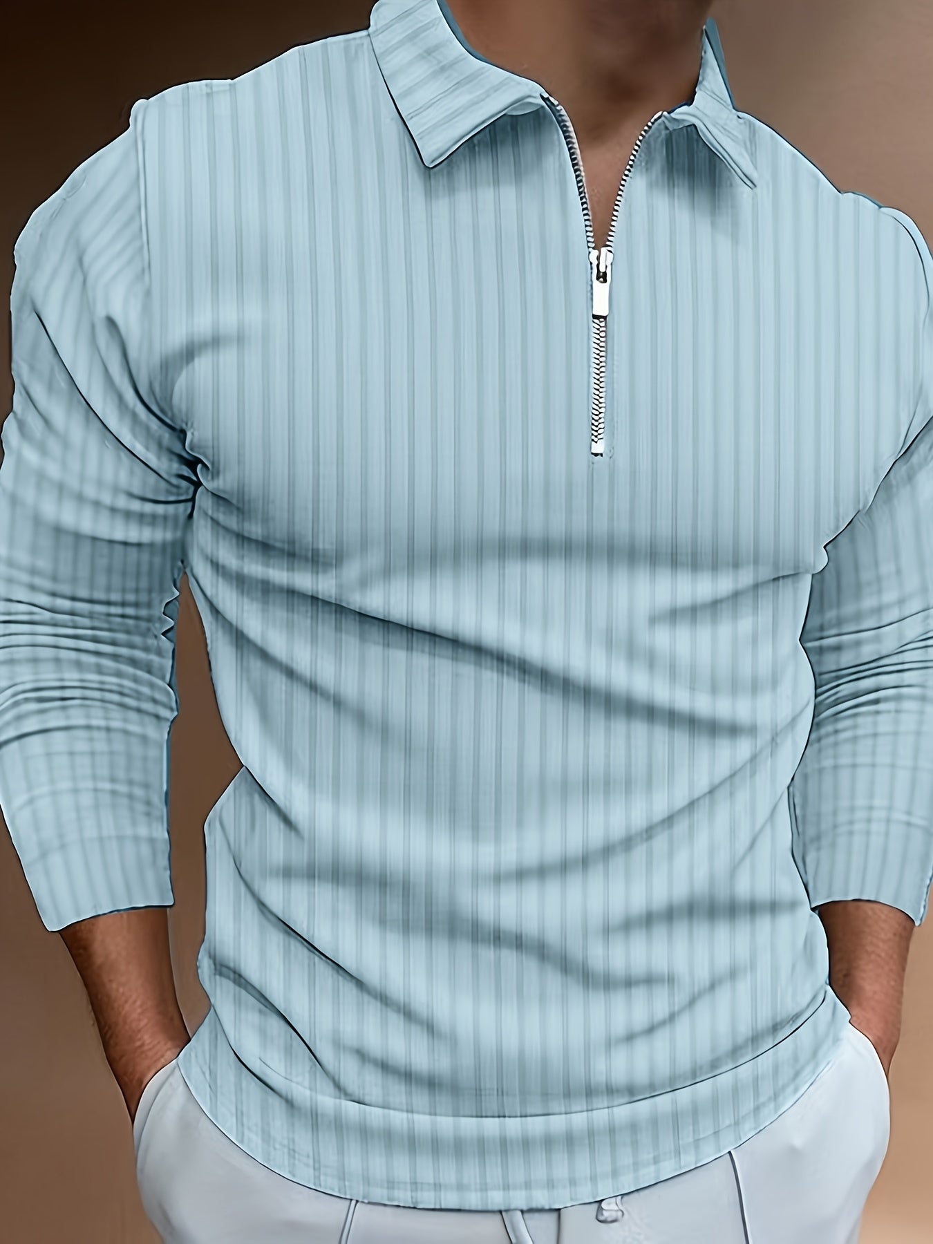Herren Poloshirt Slim Fit Stehkragen