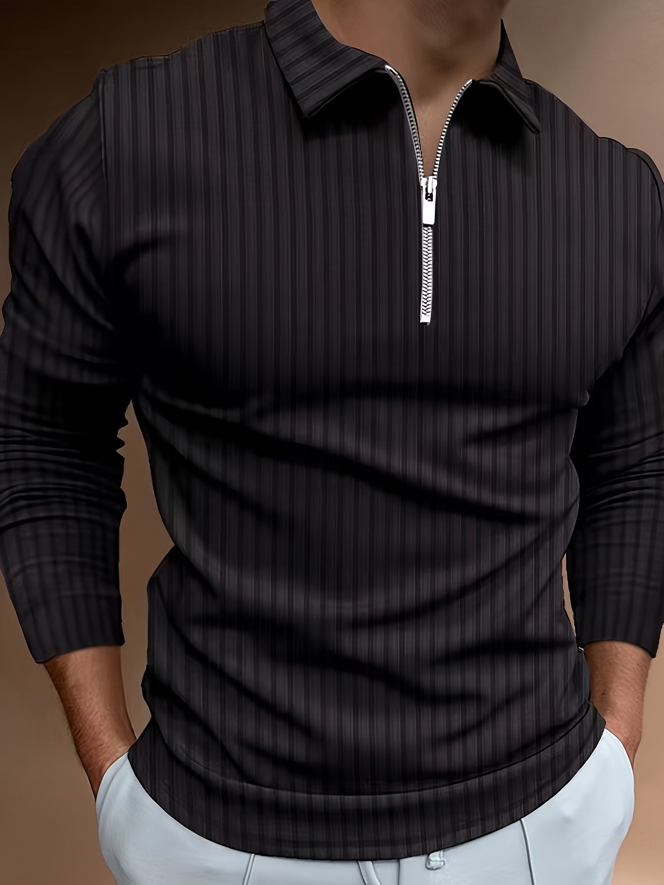 Herren Poloshirt Slim Fit Stehkragen
