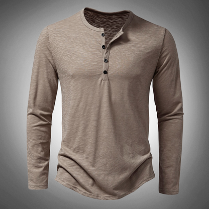Herren T-Shirt Langarm Baumwolle Einfarbig - IdealeKleiden