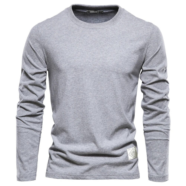Einfarbiges Langarm-Shirt Männer Rundhals