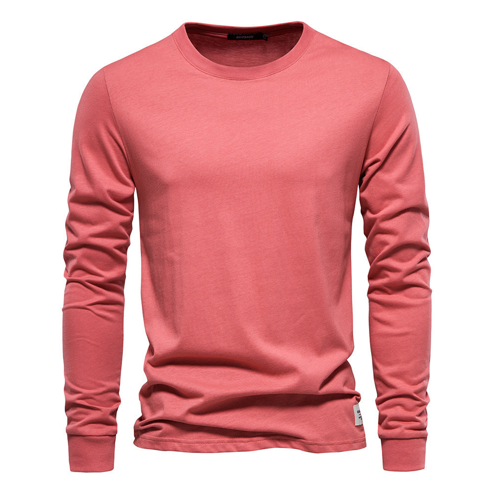 Einfarbiges Langarm-Shirt Männer Rundhals