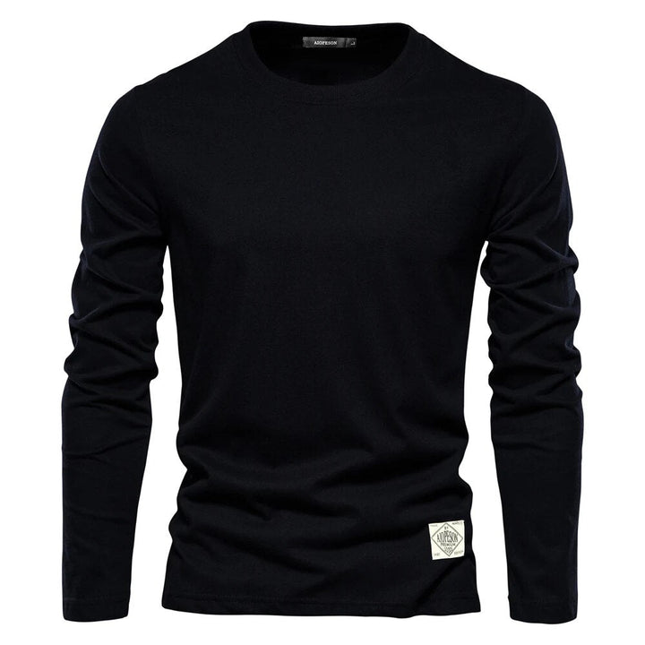 Einfarbiges Langarm-Shirt Männer Rundhals