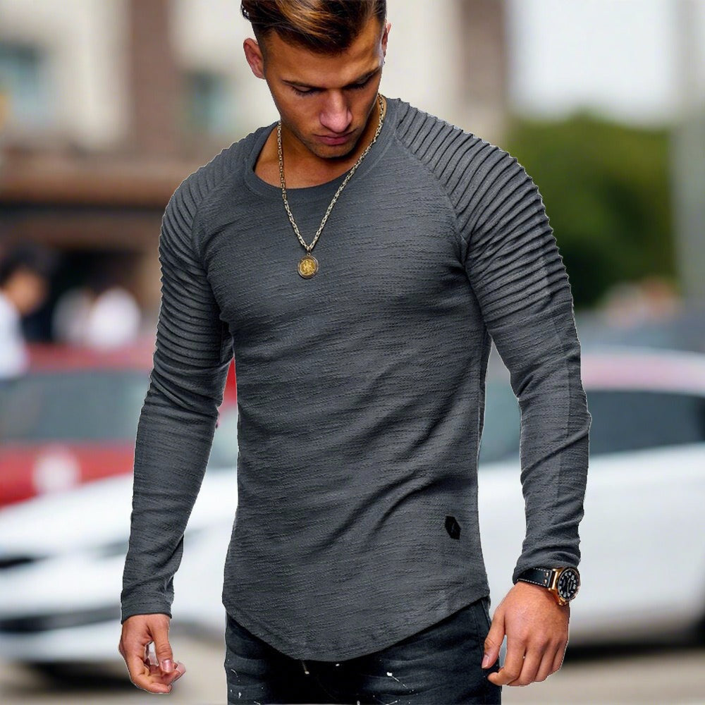 Herren Langarm T-Shirt Casual Rundhals