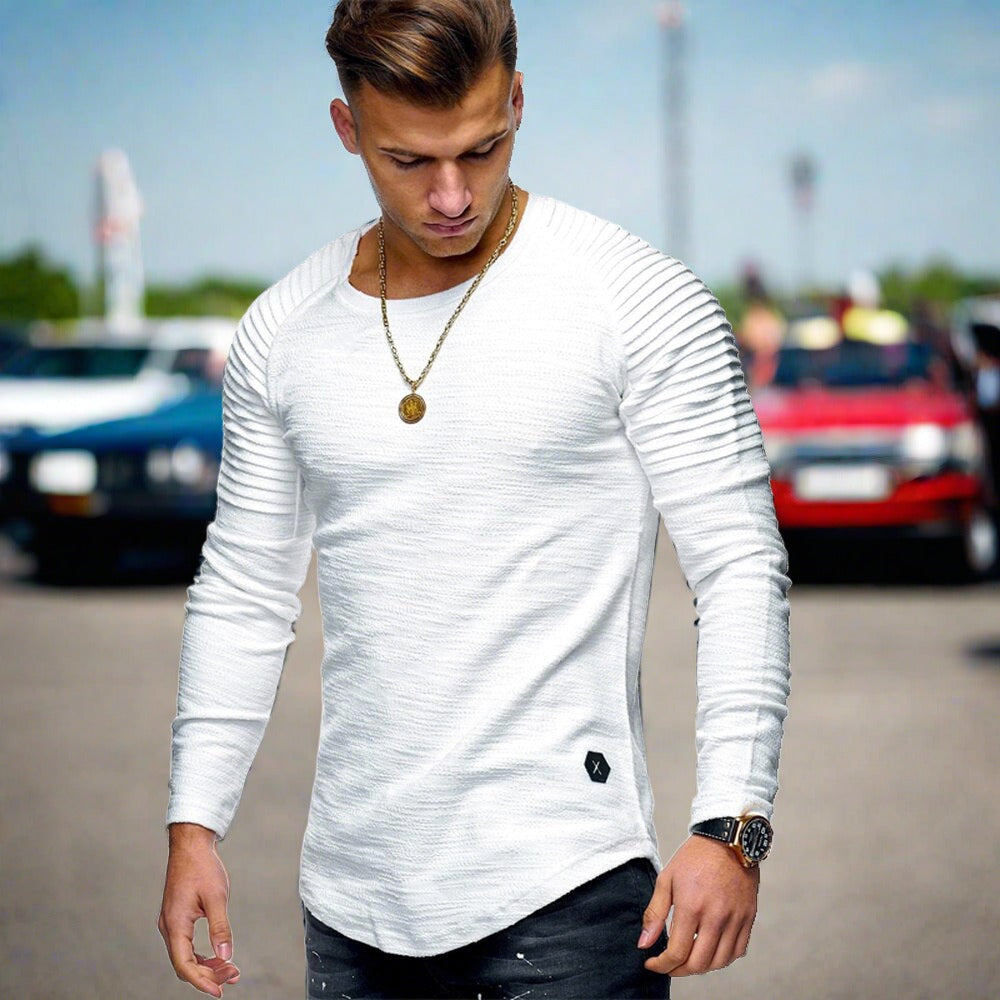 Herren Langarm T-Shirt Casual Rundhals