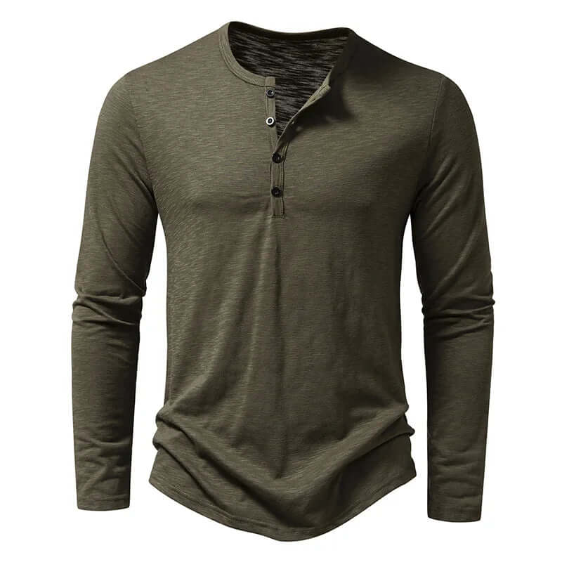 Männer Langarm-Shirt Casual Viertelknopf