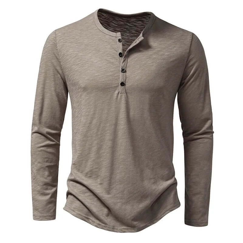 Männer Langarm-Shirt Casual Viertelknopf