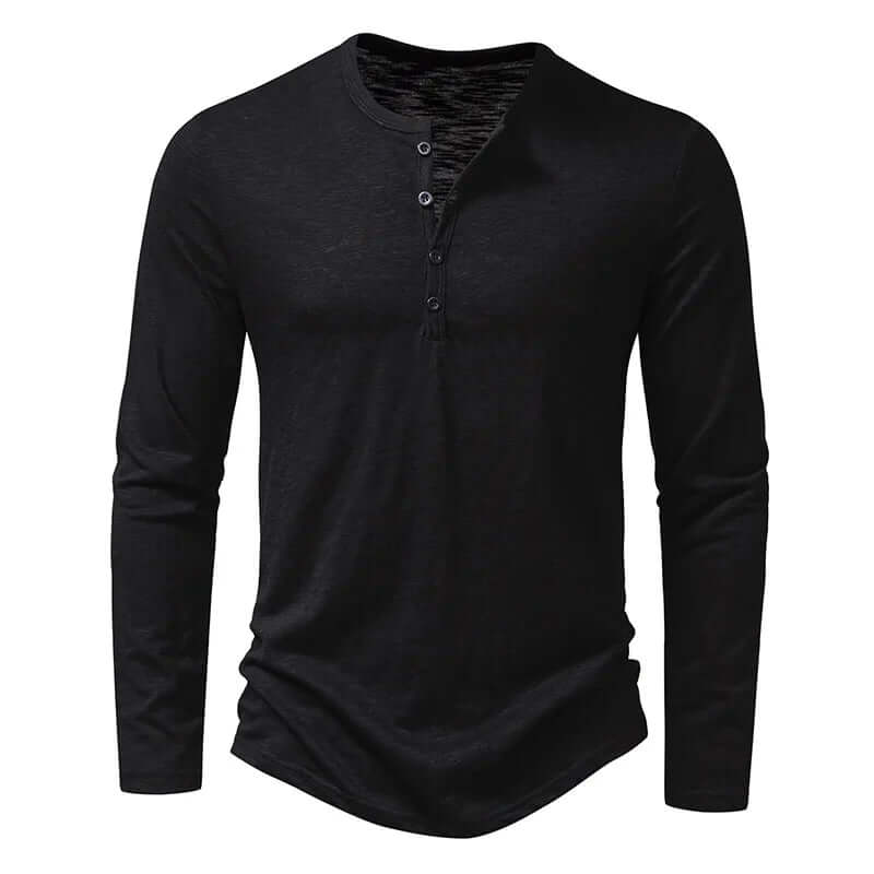 Männer Langarm-Shirt Casual Viertelknopf