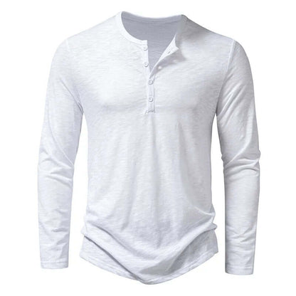 Männer Langarm-Shirt Casual Viertelknopf