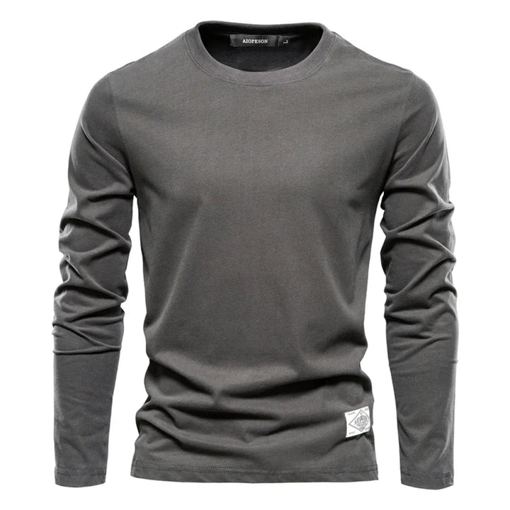 Einfaches Herren T-Shirt Langarm Rundhals
