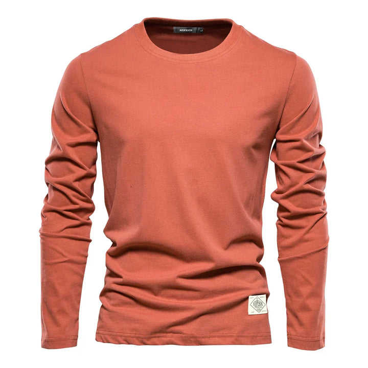 Einfaches Herren T-Shirt Langarm Rundhals - IdealeKleiden