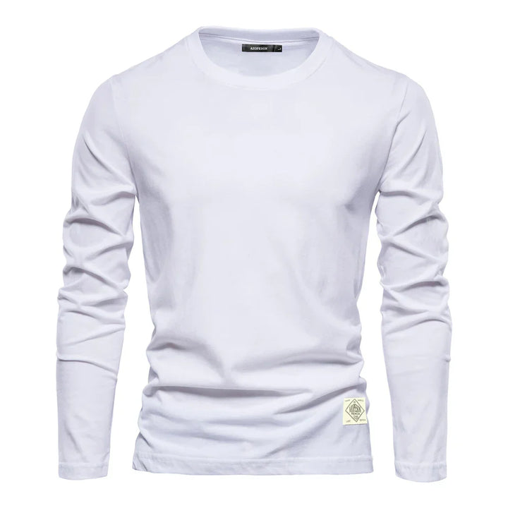 Einfaches Herren T-Shirt Langarm Rundhals
