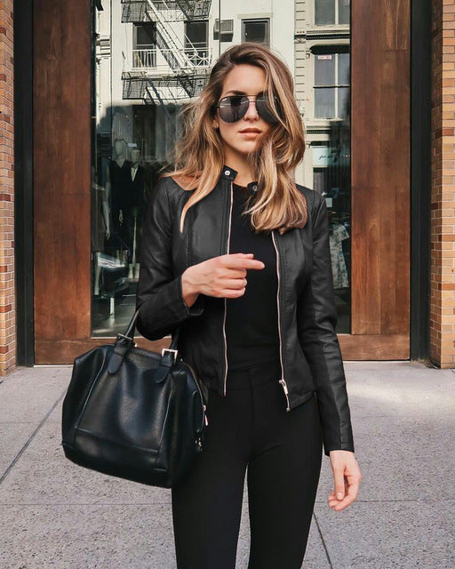 Damen Slim Fit Lederjacke