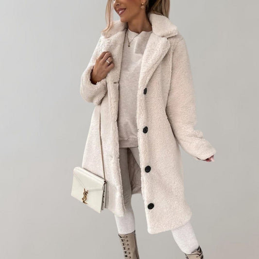 Teddyjacke Damen Weiß Warm Modern - IdealeKleiden