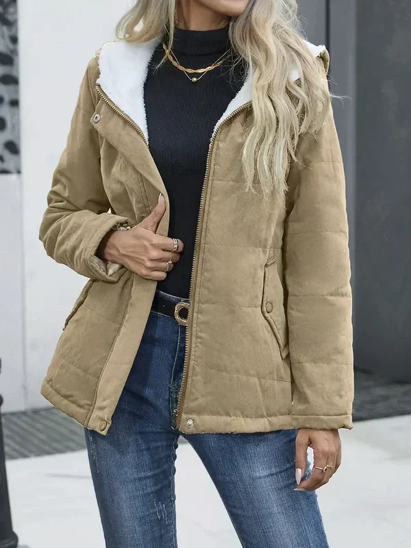 Damen Winterparka Elegant mit Kapuze und Taschen