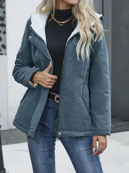 Damen Winterparka Elegant mit Kapuze und Taschen