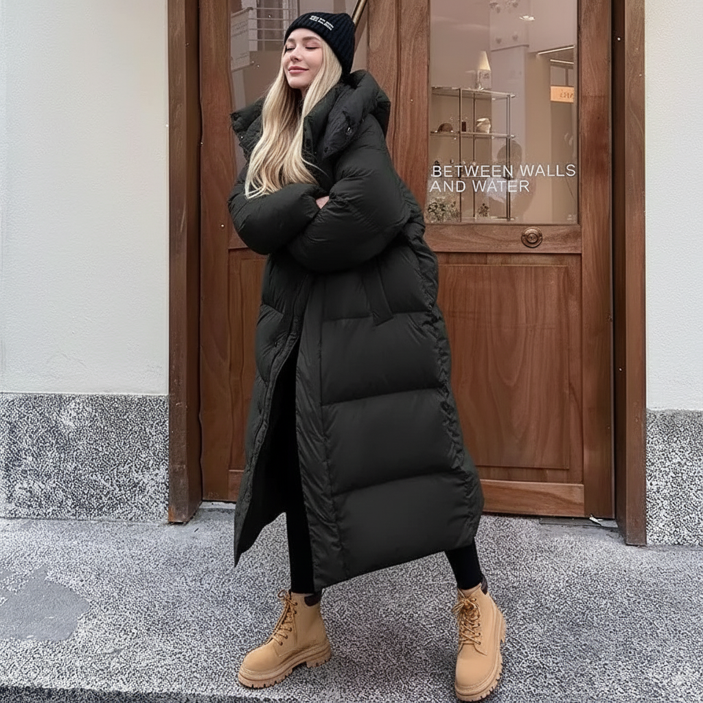 Warme Damenpufferjacke Winddicht mit Kapuze