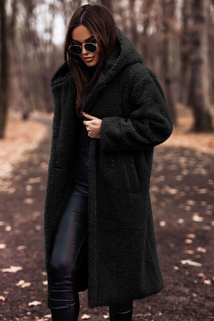 Damen Winterjacke Lang mit Kapuze und Weichem Futter