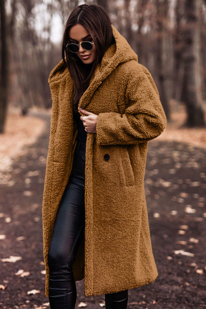 Damen Winterjacke Lang mit Kapuze und Weichem Futter