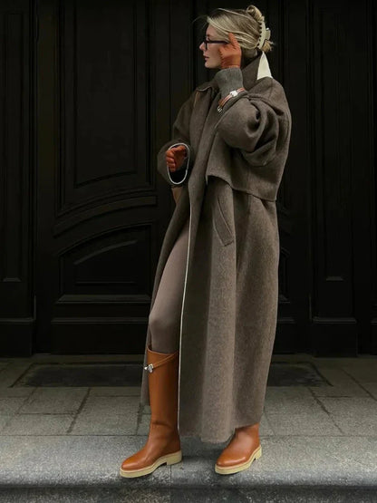 Großer Wollmantel Oversized Trenchcoat Damen