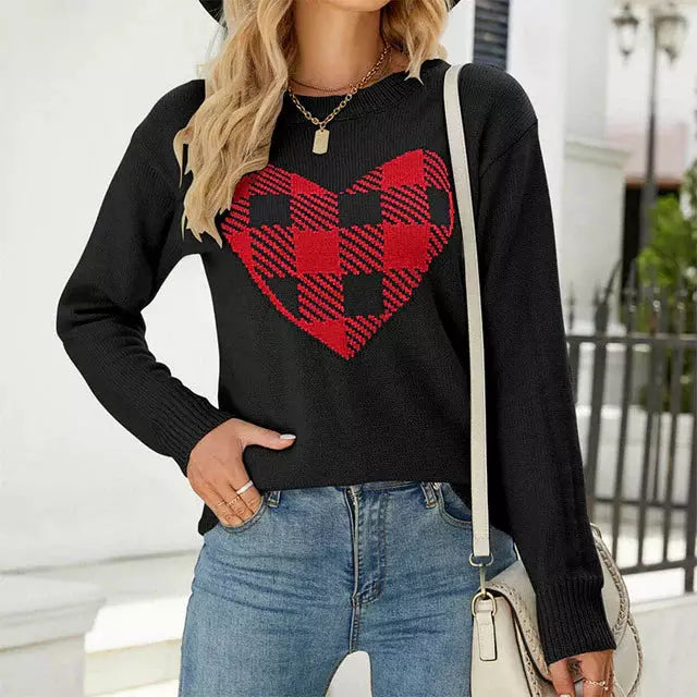 Herz Strickpullover Damen Modern