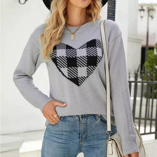 Herz Strickpullover Damen Modern