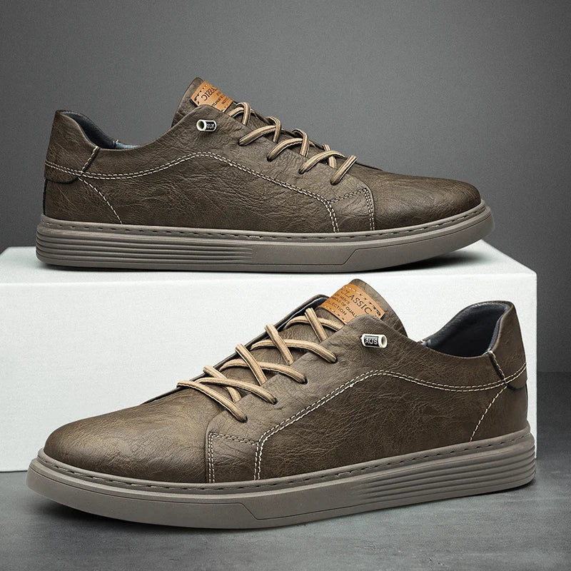 Leder Sneaker Bequem Laufschuhe Herren