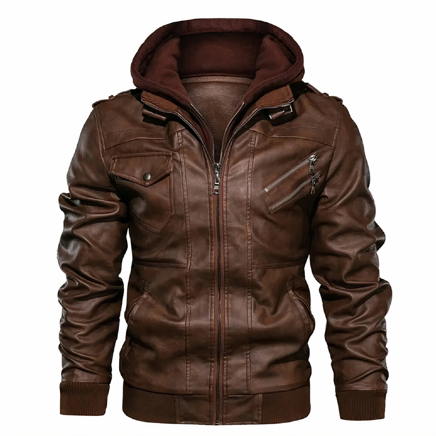 Leder Bikerjacke Slim Fit für Männer - IdealeKleiden