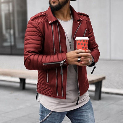 Leder Bikerjacke Herren Reißverschluss