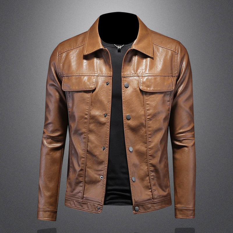 Lederjacke Herren Biker Style Schnüren - IdealeKleiden