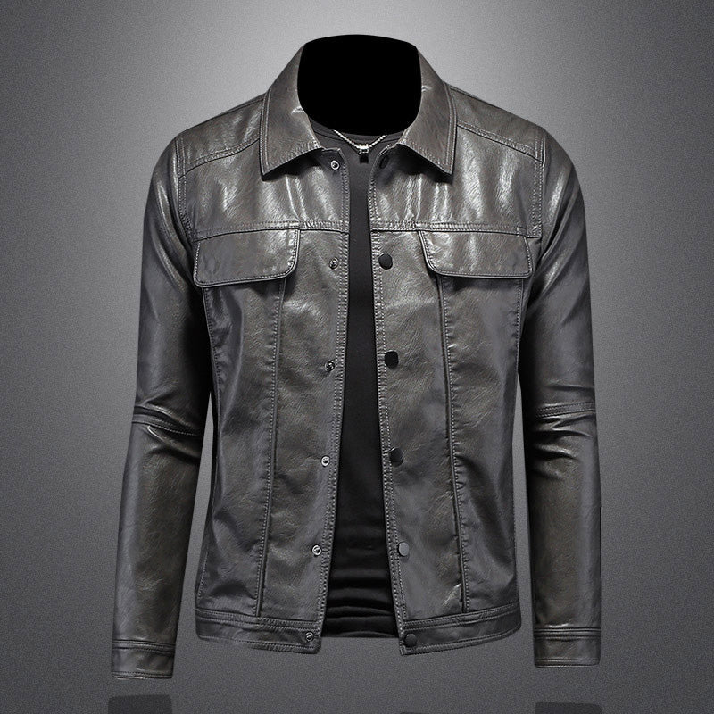 Lederjacke Herren Biker Style Schnüren
