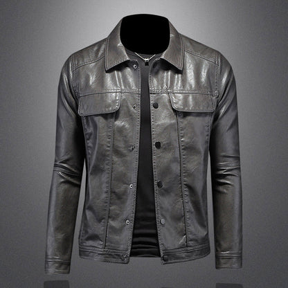 Lederjacke Herren Biker Style Schnüren