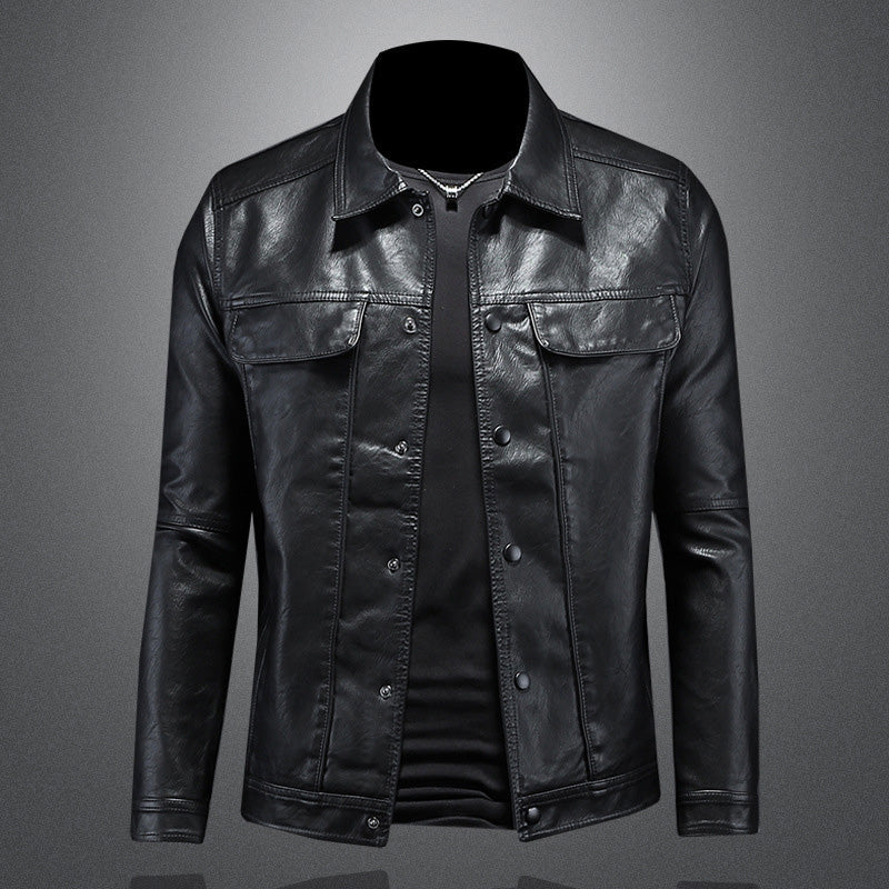 Lederjacke Herren Biker Style Schnüren