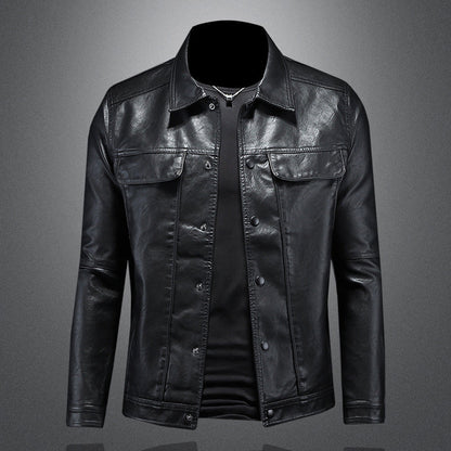 Lederjacke Herren Biker Style Schnüren
