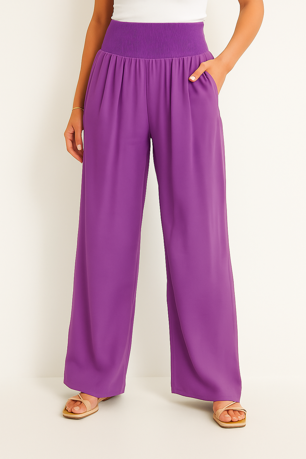 Sommerhose Damen Hochtailliert Stretch