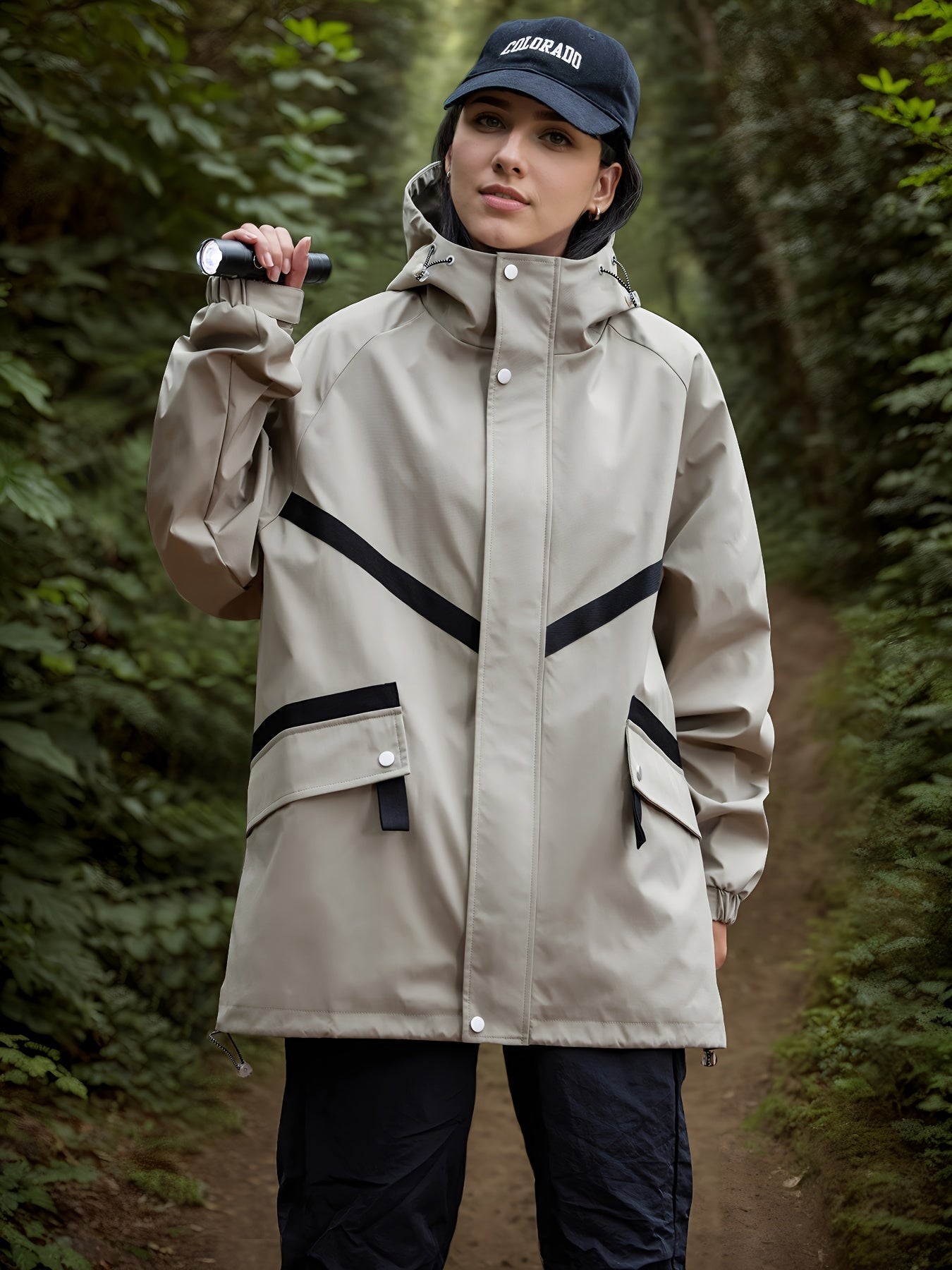 Wasserdichte Damenjacke mit Kapuze Regenjacke