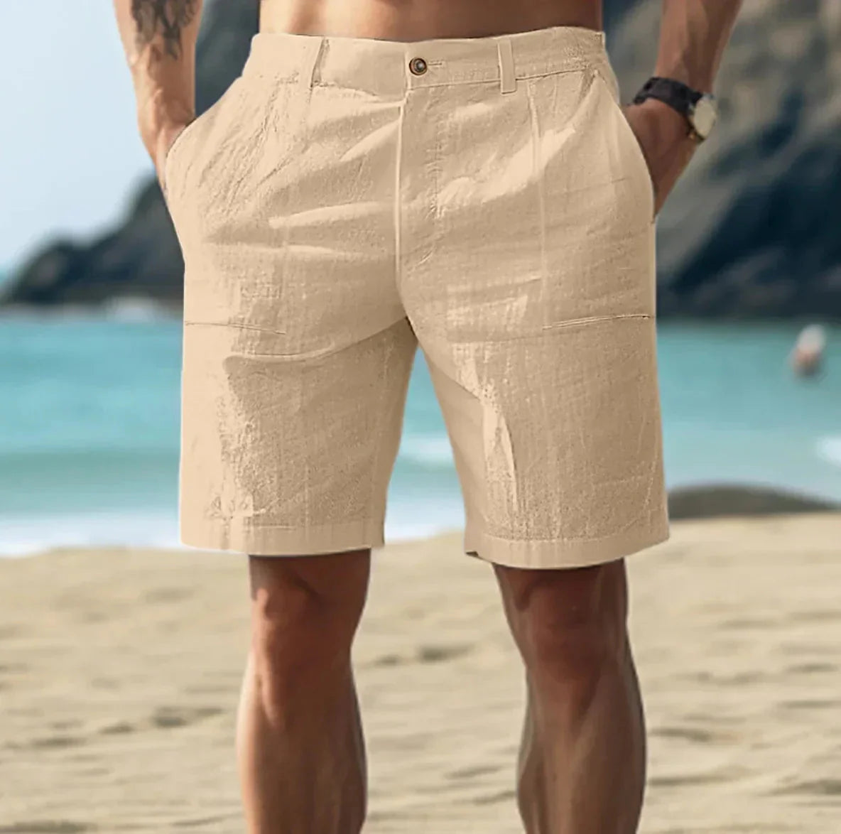 Herren Leinen Shorts Sommer