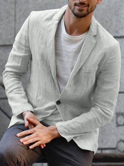 Herren Leinenblazer Leicht Slim Fit