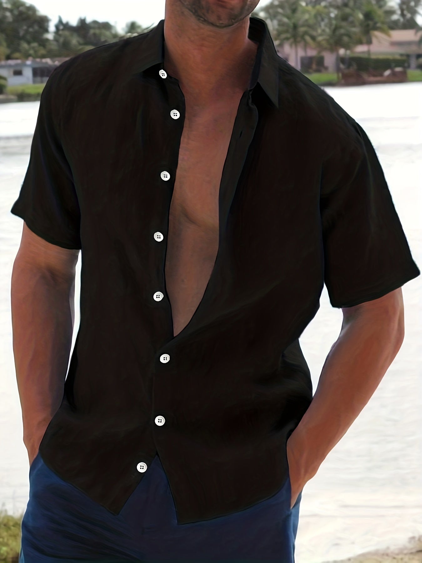 Leinen Hemd Kurzarm Herren Sommer