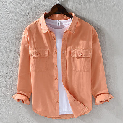 Herren Leinenhemd Lässig Langarm