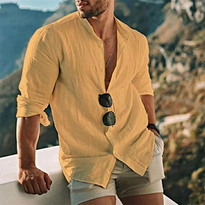 Leinenhemd Herren Sommer Bequem Langarm