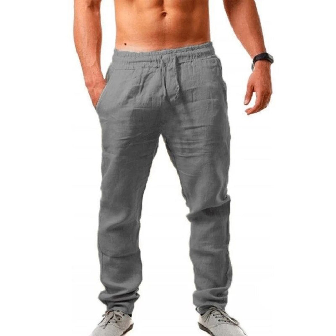 Herren Leinenhose Bequem Gerades Bein Sommer