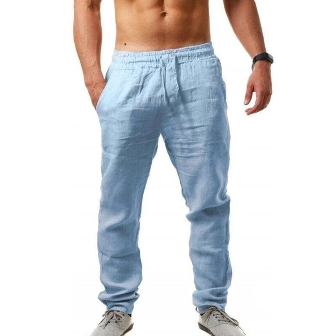 Herren Leinenhose Bequem Gerades Bein Sommer